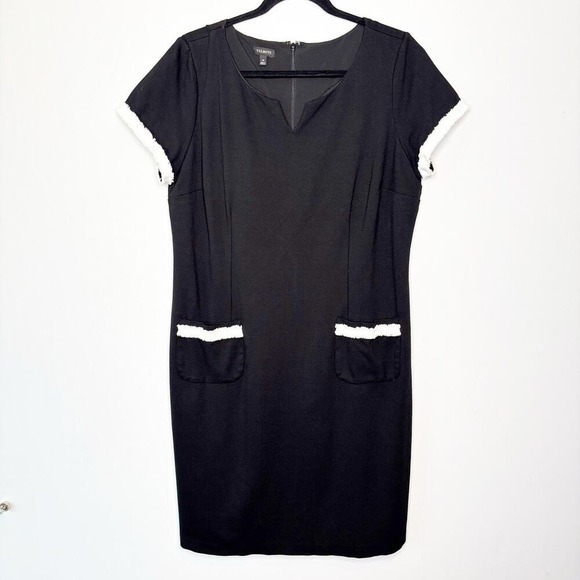 Talbots Dresses & Skirts - Talbots Black Sheath Dress Womens Size 14 White Trim Pockets Classic Business